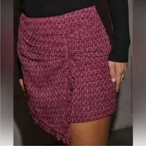 Vici Holiday Glamour Mulberry Burgundy Tweed Mini Skirt